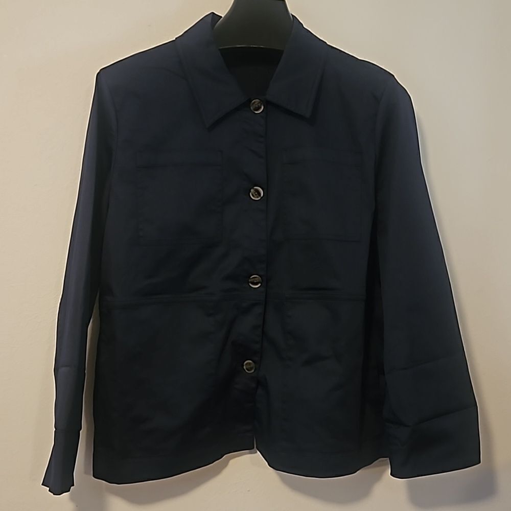 Preston &York woman button up shirt Navy 14
